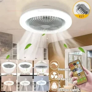 2 in 1 Indoor Ceiling Fan with 30W LED Lights Remote Control 360° Rotating E27 Living Room Bedroom Decor Lighting