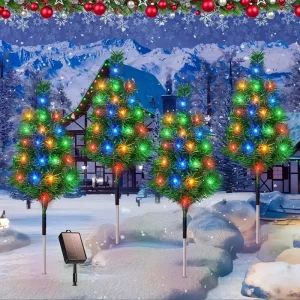 Solar Christmas Tree Lights Waterproof IP65 Durable Outdoor Decoration for Lawn Patio and Balcony Easy Installation No Wiring