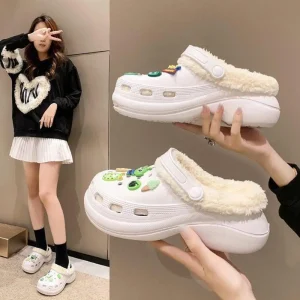 1Pair Winter Warm Shoe Cover For Women Men  Fur Lining Replacement Soft Thickened Slippers Plush Liner Winter Hole Shoes Lining